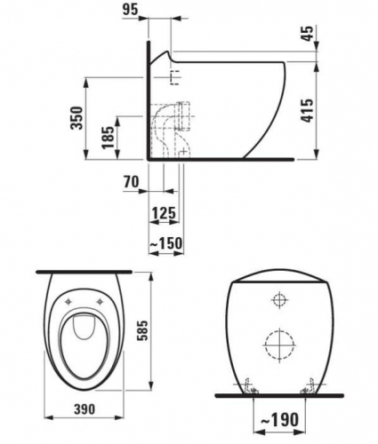 ILBAGNOALESSI Gulvstående toalett 58x39 cm, Hvit med LCC 