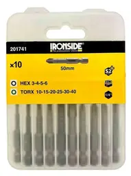 Ironside Bitssett Torx/Sekskant L=50 mm 10 deler