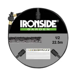 Ironside Dryppeslange Porøs 1/2 22.5m 1/2" Svart m/koblinger
