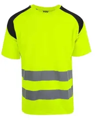 YOU Karlstad T-skjorte, HiVis kl.2 Mann, Str. XL, Gul/Sort