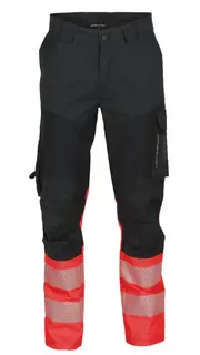 BS Gj&#248;vik Stretch Servicebukse, kl.1 Unisex, Str. KB44, Sort/R&#248;d, HiVis