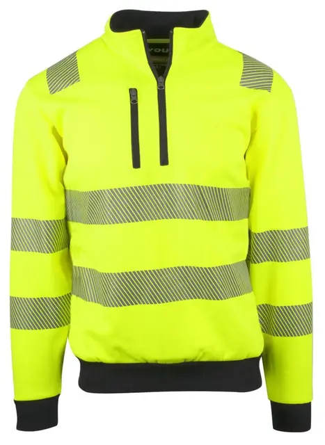 YOU Dalby zip Genser, HiVis kl.3 Mann, Str. 3XL, Gul 