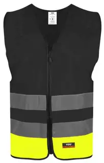 YOU Eskilstuna Refleksvest, HiVis kl.1 Mann, Str. S, Sort/Gul