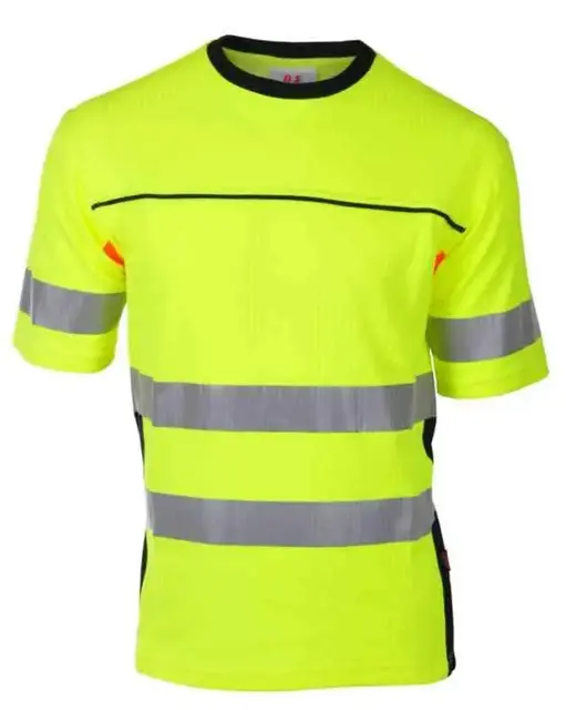 BS Bergset T-skjorte, HiVis kl.2 Unisex, Str. XS, Gul/Sort 