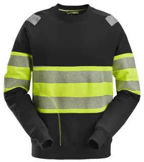 Snickers 2830 Collegegenser, HiVis kl.1 Mann, Str. S, Sort/HiVis gul