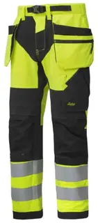 Snickers 6932 H&#229;ndverksbukse, HiVis kl.2 Unisex, Str. 48, Gul/Sort