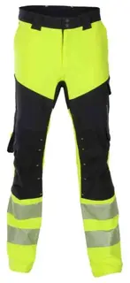 BS Lillehammer Arb.bukse, HiVis kl.1 Unisex, Str. C48, Gul/Sort