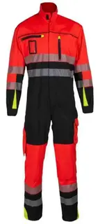 BS Gj&#248;vik Kjeledress, HiVis kl 3 Unisex, Str. 46, R&#248;d/Sort