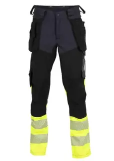 BS Gj&#248;vik 4-V H&#229;ndverksbukse, HiVis kl.1 Unisex, Str. KB44, Sort/Gul