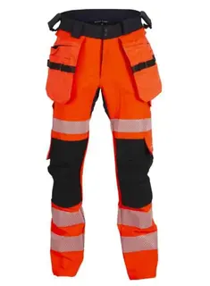 BS Lillehammer 2.0 Arb.bukse, HiVis kl.2 Unisex, Str. KB44, Sort/R&#248;d