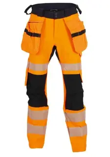 BS Lillehammer 2.0 Arb.bukse, HiVis kl.2 Unisex, Str. KB46, Sort/Oransje