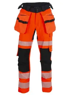 BS Lillehammer H&#229;ndverksbukse, kl.2 Dame, Str. 36, Sort/R&#248;d, HiVis