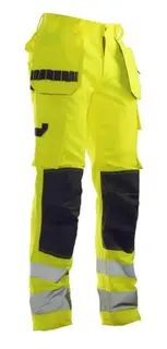 Jobman 2377 H&#229;ndverksbukse, kl.2 Str. C42, Gul/Sort, HiVis