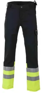 BS Dokka Arbeidsbukse, HiVis kl.1 Unisex, Str. C44, Sort/Gul