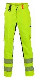 BS Gj&#248;vik Arbeidsbukse, HiVis kl.2 Unisex, Str. C44, Gul/Sort