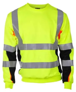 BS Bergset Collegegenser, HiVis kl.3 Unisex, Str. M, Gul/Sort