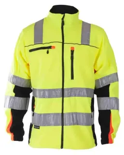 BS Bergset Fleecejakke, HiVis kl.3 Unisex, Str. S, Gul/Sort