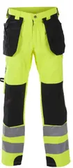 BS Dokka H&#229;ndverksbukse, HiVis kl.2 Unisex, Str. C46, Gul/Sort