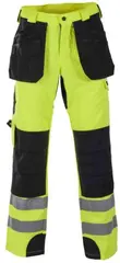 BS Dokka H&#229;ndverksbukse, HiVis kl.1 Unisex, Str. C44, Gul/Sort