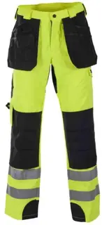 BS Dokka H&#229;ndverksbukse, HiVis kl.1 Unisex, Str. C46, Gul/Sort