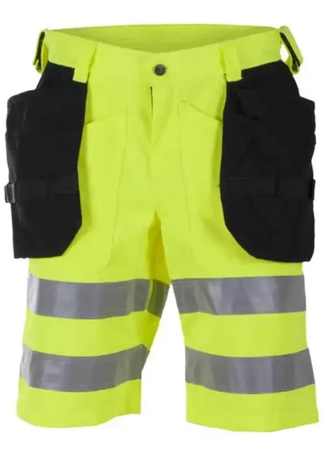 BS Dokka Arbeidsshorts, HiVis kl.2 Unisex, Str. 46, Gul/Sort 