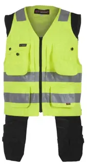 BS Dokka H&#229;ndverksvest, HiVis kl.1 Unisex, Str. S, Gul/Sort