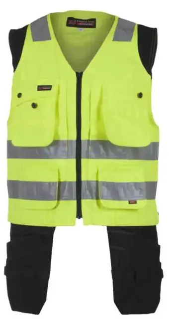 BS Dokka Håndverksvest, HiVis kl.1 Unisex, Str. M, Gul/Sort 