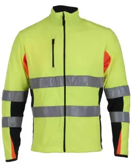 BS Bergset Microfleecejakke, HiVis kl.2 Unisex, Str. S, Gul/Sort