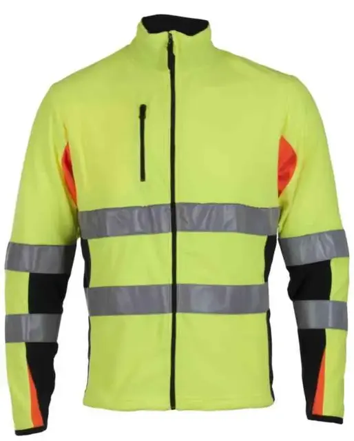 BS Bergset Microfleecejakke, HiVis kl.2 Unisex, Str. S, Gul/Sort 