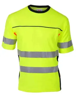 BS Bergset T-skjorte, HiVis kl.2 Unisex, Str. S, Gul/Sort