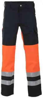 BS Dokka Gen.1 Arb.bukse, HiVis kl.1 Unisex, Str. C48, Sort/Oransje