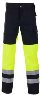 BS Dokka Gen.1 Arb.bukse, HiVis kl.1 Unisex, Str. C46, Sort/Gul