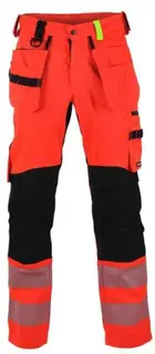 BS Gj&#248;vik H&#229;ndverksbukse, HiVis kl.2 Unisex, Str. KB48, R&#248;d/Sort