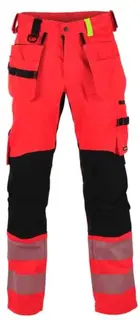 BS Gj&#248;vik H&#229;ndverksbukse, HiVis kl.2 Unisex, Str. C44, R&#248;d/Sort