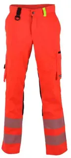 BS Gj&#248;vik Arbeidsbukse, HiVis kl.2 Unisex, Str. C44, R&#248;d/Sort