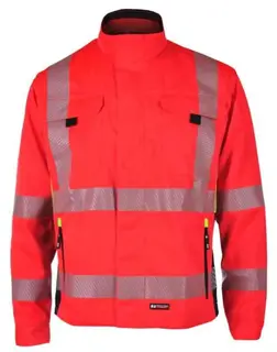 BS Gj&#248;vik Arbeidsjakke, HiVis kl.3 Unisex, Str. 44, R&#248;d/Sort