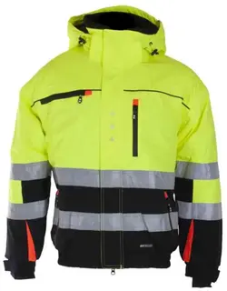 BS Bergset Pilotjakke, HiVis kl.2 Unisex, Str. S, Gul/Sort