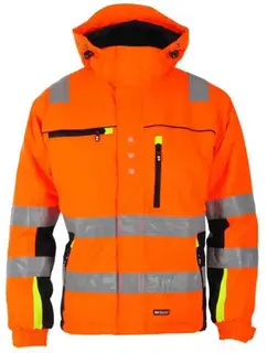 BS Bergset Vinterjakke, HiVis kl.3 Unisex, Str. L, Oransje/Sort