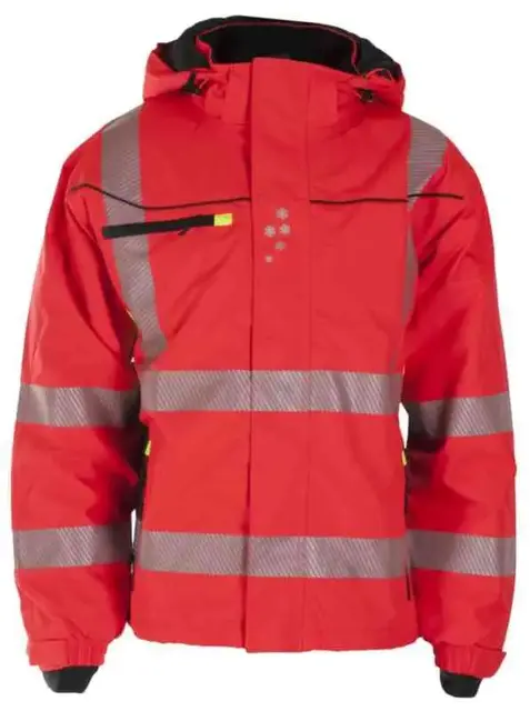 BS Gjøvik allvær Vinterjakke, HiVis kl.3 Unisex, Str. 2XL, Rød/Sort 