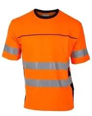 BS Bergset T-skjorte, HiVis kl.2 Unisex, Str. S, Oransje/Sort