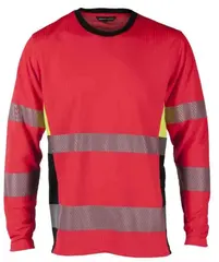 BS Gj&#248;vik T-skjorte, lang, HiVis kl.3 Unisex, Str. XL, R&#248;d/Sort