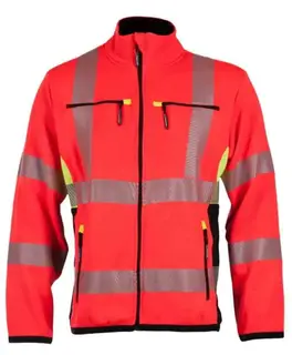 BS Gj&#248;vik Fleecejakke, HiVis kl.3 Unisex, Str. S, R&#248;d/Sort