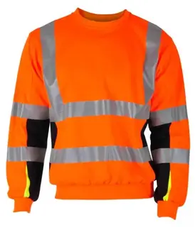 BS Bergset Collegegenser, HiVis kl.3 Unisex, Str. 2XL, Oransje/Sort