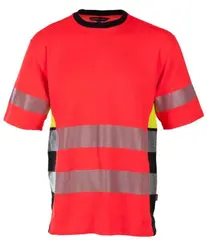 BS Gjøvik T-skjorte, HiVis kl.3 Unisex, Str. S, Rød/Sort
