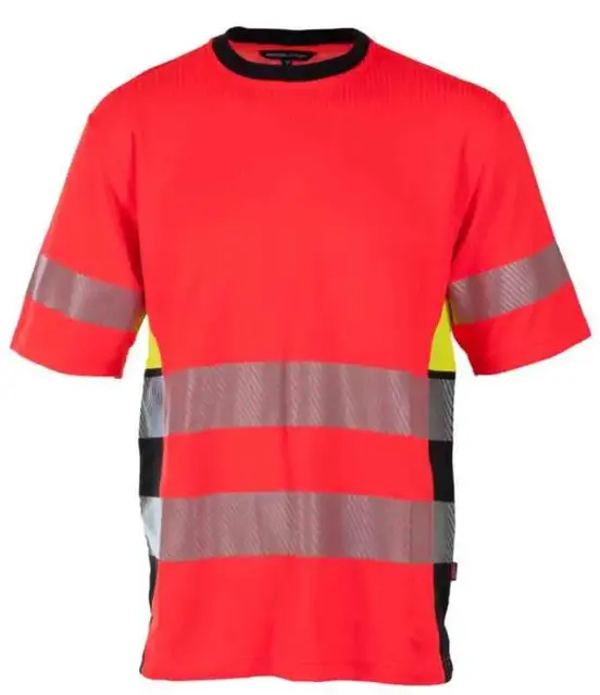 BS Gjøvik T-skjorte, HiVis kl.3 Unisex, Str. S, Rød/Sort 