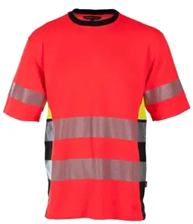 BS Gjøvik T-skjorte, HiVis kl.3 Unisex, Str. L, Rød/Sort