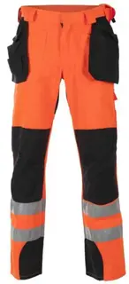 BS Dokka H&#229;ndverksbukse, HiVis kl.1 Unisex, Str. C46, Sort/Oransje