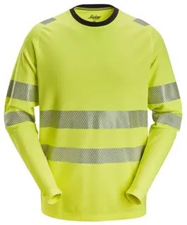 Snickers 2431 T-skjorte, lang, HiVis Mann, Str. XL, HiVis Gul