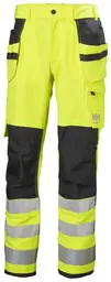 HH Alna 4-V H&#229;ndverksbukse, HiVis kl.2 Mann, Str. C44, Gul/Gr&#229;Sort