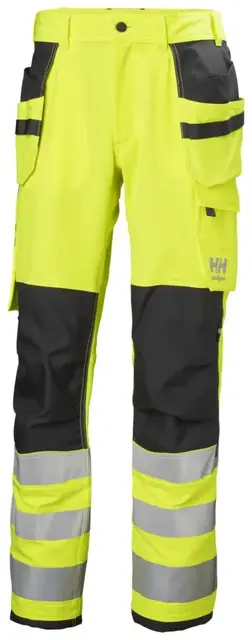 HH Alna 4-V Håndverksbukse, HiVis kl.2 Mann, Str. C60, Gul/GråSort 